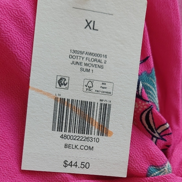 Wonderly Dotty Floral Twist-Front Tank Top Pink XL NWT - Picture 5 of 5